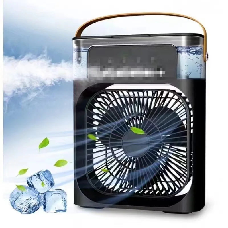 Tragbarer USB-Elektroventilator mit LED-Nachtlicht und Wassernebel - 3-in-1-Luftbefeuchter für Zuhause | Karnz