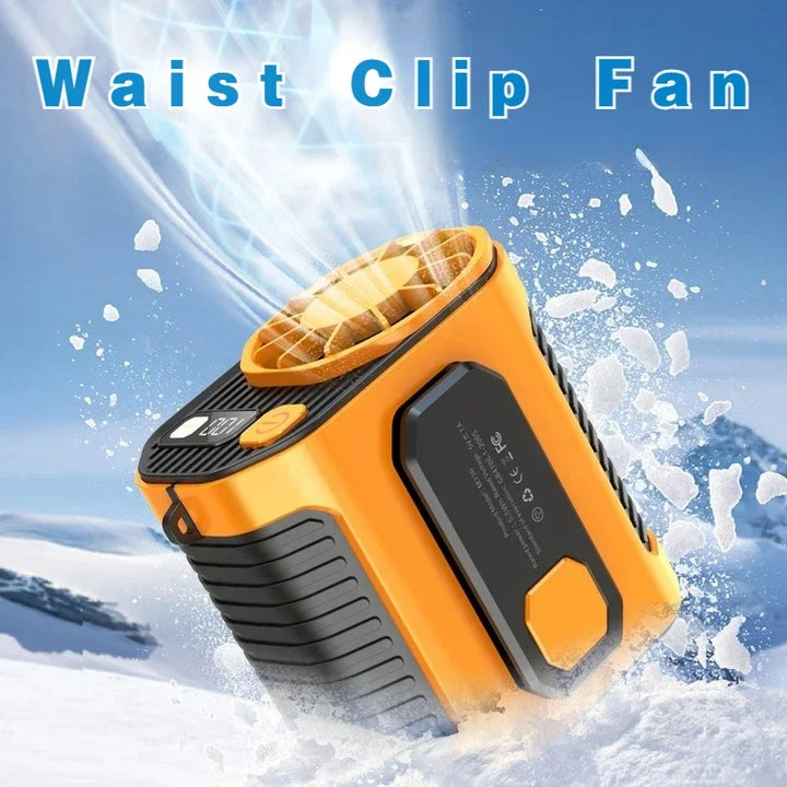 20000mAh Tragbarer Taillenventilator - Starker Wind Hängender Nackenventilator mit Powerbank und LED-Beleuchtung für Outdoor-Sport und Arbeit | Karnz