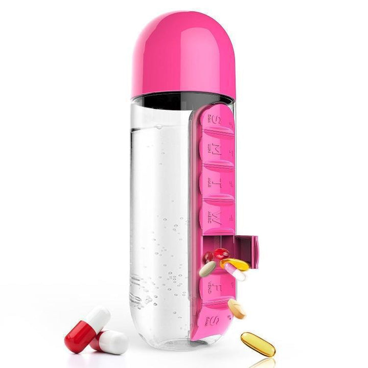 Wasserflasche mit Medikamenten-Organizer | Karnz