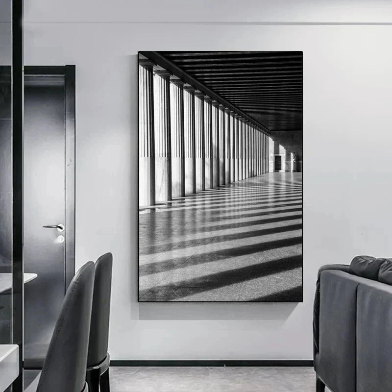 Minimalistische abstrakte architektonische Wandkunst feine Kunstleinwand Drucke Poster Bilder für moderne Apartment Wohnzimmer Büro Dekor | Karnz