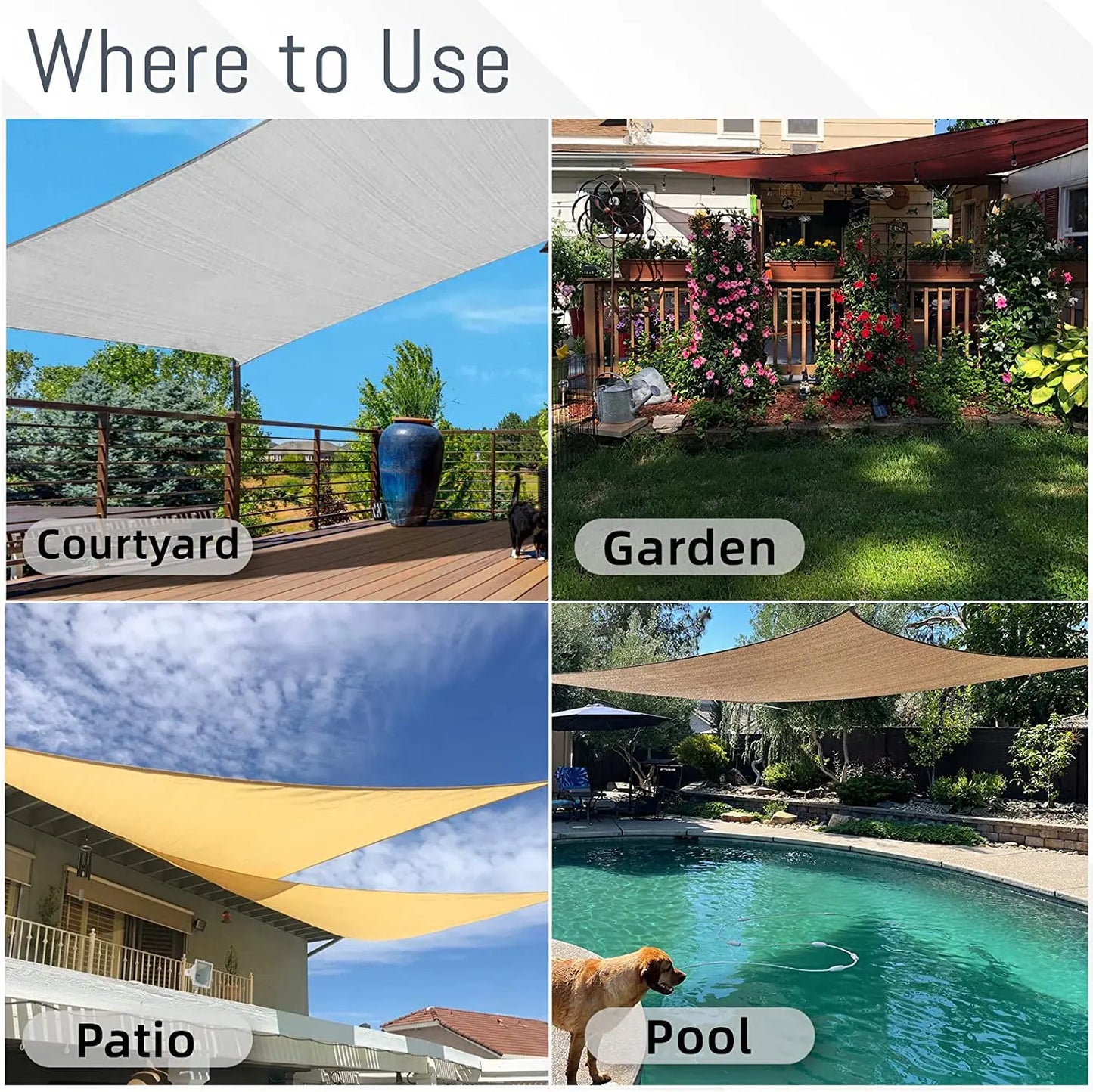 Wasserdichtes rechteckiges Sonnensegel mit UV-Schutz und Montagesatz – ShadeGuard