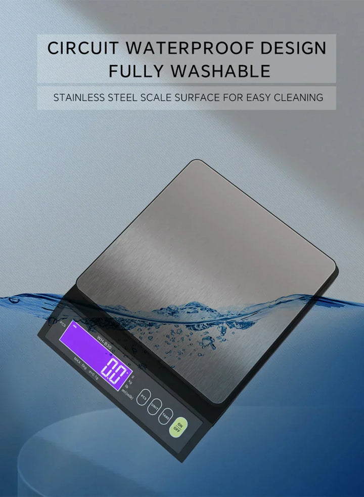 Karnz | 5 kg/0,1 g und 10 kg/1 g digitale elektronische Küchenwaage, LCD-Display, voll wasserdichtes Edelstahl-Waagetool zum Backen