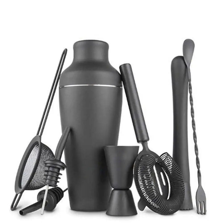 8-teiliger Premium-Matte Schwarz Cocktailshaker Set – Home Bar Essential