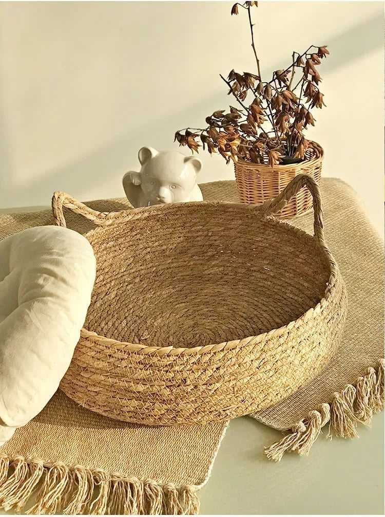 Rattan-Katzenbett handgewebt & waschbar Karnz