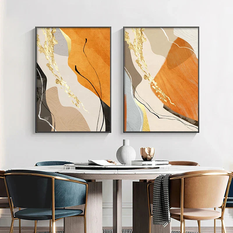 Erdige Farben Nordisch Abstrakte Geometrische Wandkunst Fein Kunst Leinwand Drucke Grün Braun Beige Orange Bilder Für Wohnzimmer Esszimmer Dekor | Karnz