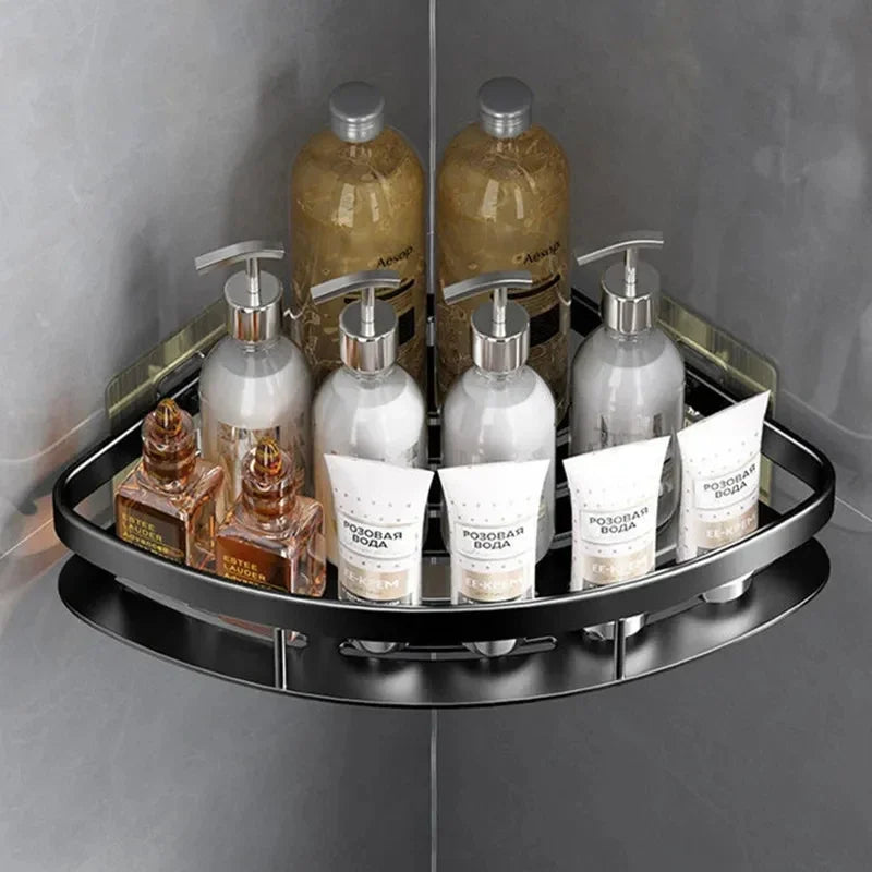 Eckhalter Aluminium Wandregal – Platzsparender Badorganisator Ohne Bohren | Karnz