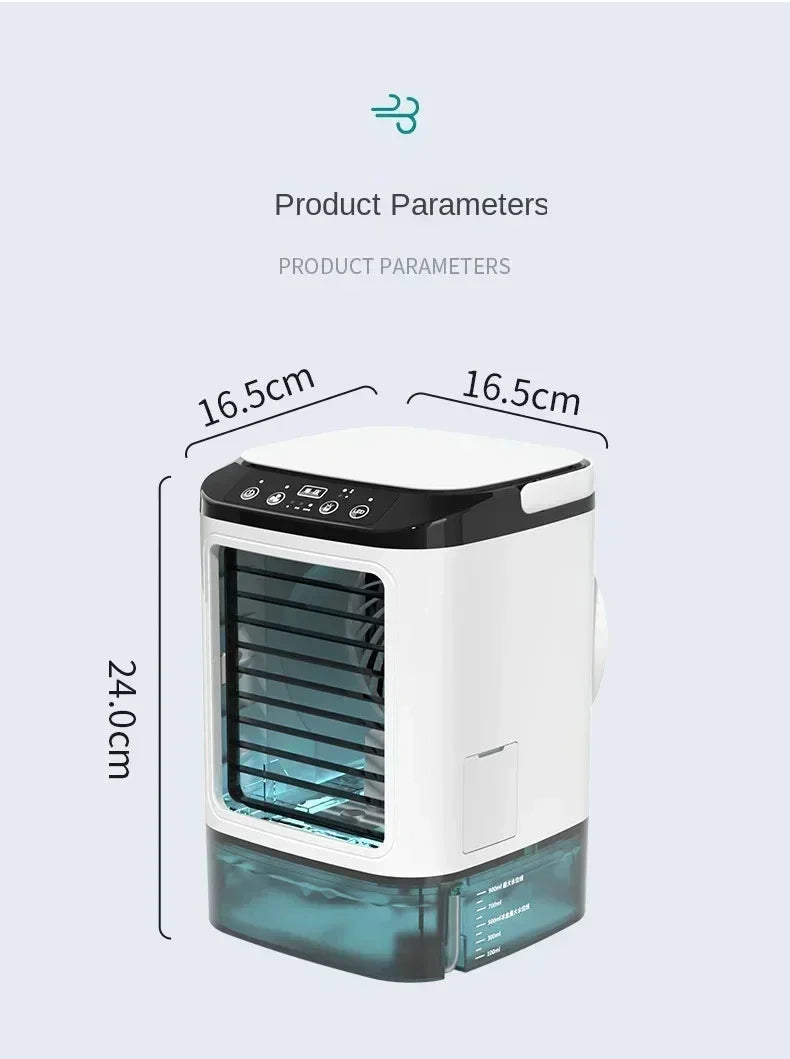 Tragbarer Desktop-Luftkonditionierer – Dual Spray Ultraschall-Luftbefeuchter, 3-Gang leiser Luftkühler mit Nachtlicht für Zuhause | Karnz