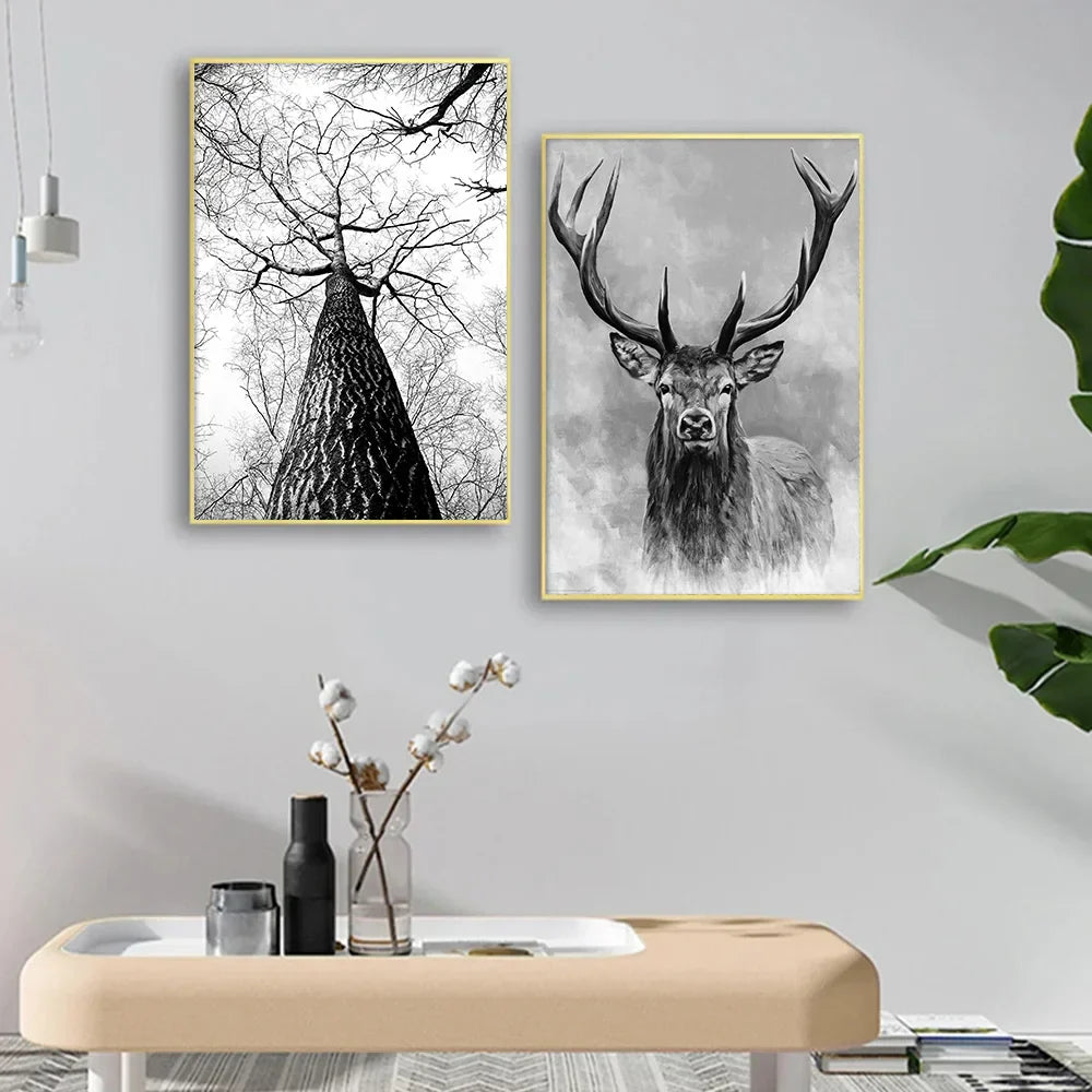 Nordische Wildnis Adler Reh Landschaft Wandkunst Fein Kunst Leinwanddrucke Bilder Für Wohnzimmer Esszimmer Nordische Heimdekoration | Karnz