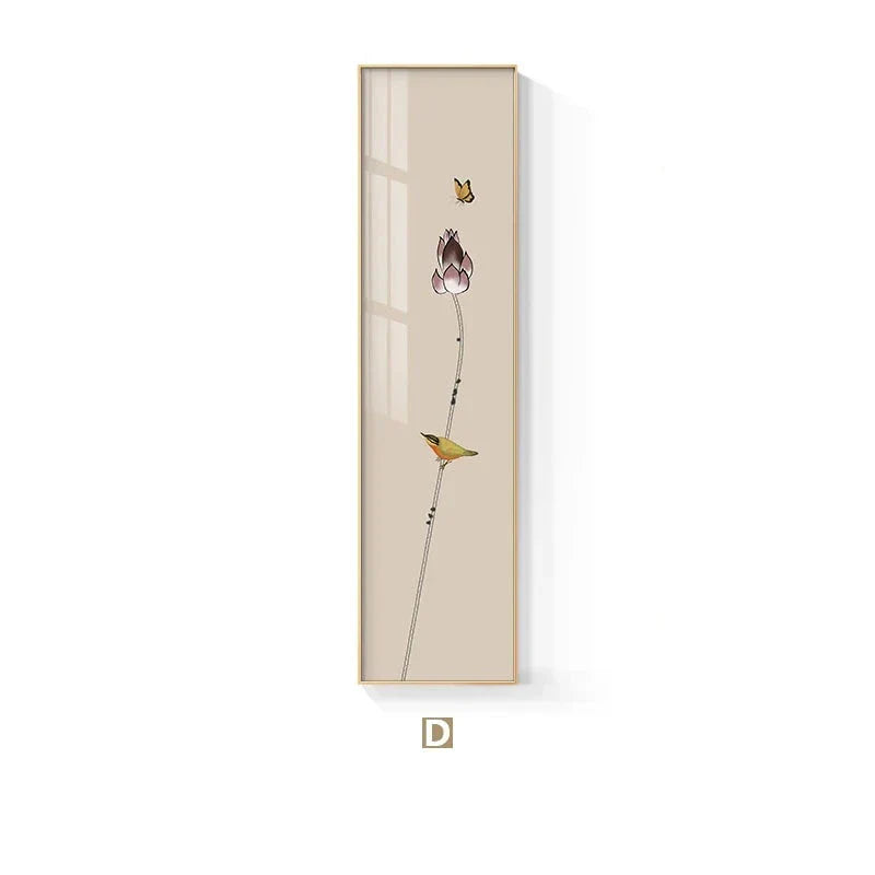 Minimalistische Blumen Vögel & Schmetterling Wandkunst Feine Kunst Leinwanddrucke Hohe Vertikale Format Bilder Für Foyer Lobby Empfangsraum Kunst Dekor | Karnz