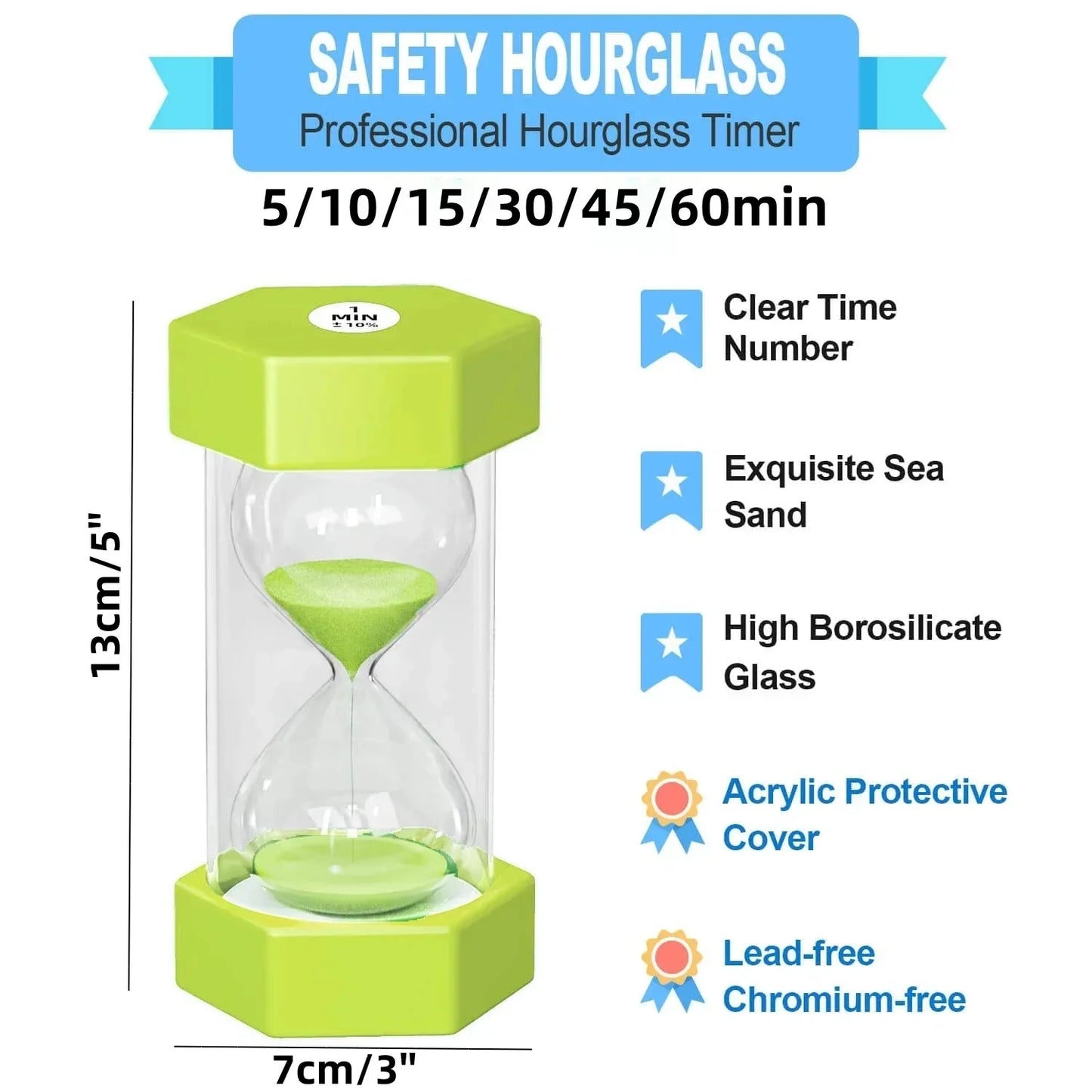 Hexagonale Dekorative Sanduhr – Mehrere Zeitoptionen und Farben | Karnz