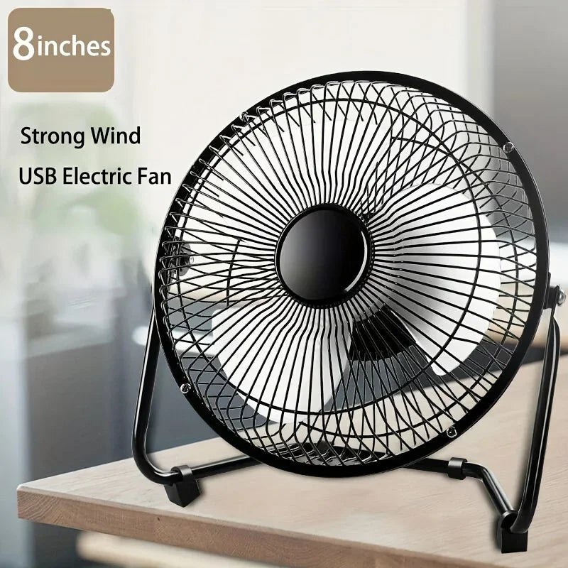 4/6/8 Zoll Desktop Tragbarer USB Elektrischer Ventilator – 2-Geschwindigkeits Verstellbarer Mini Tischventilator mit 4 Flügeln & 360° Drehung für Starken Luftstrom | Karnz