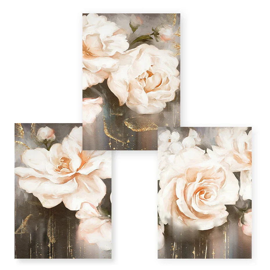 Rosa Beige Blüten Große Florale Wandkunst Feine Kunst Leinwanddrucke Elegante Abstrakte Botanische Bilder Für Wohnzimmer Schlafzimmer Kunst Dekor | Karnz