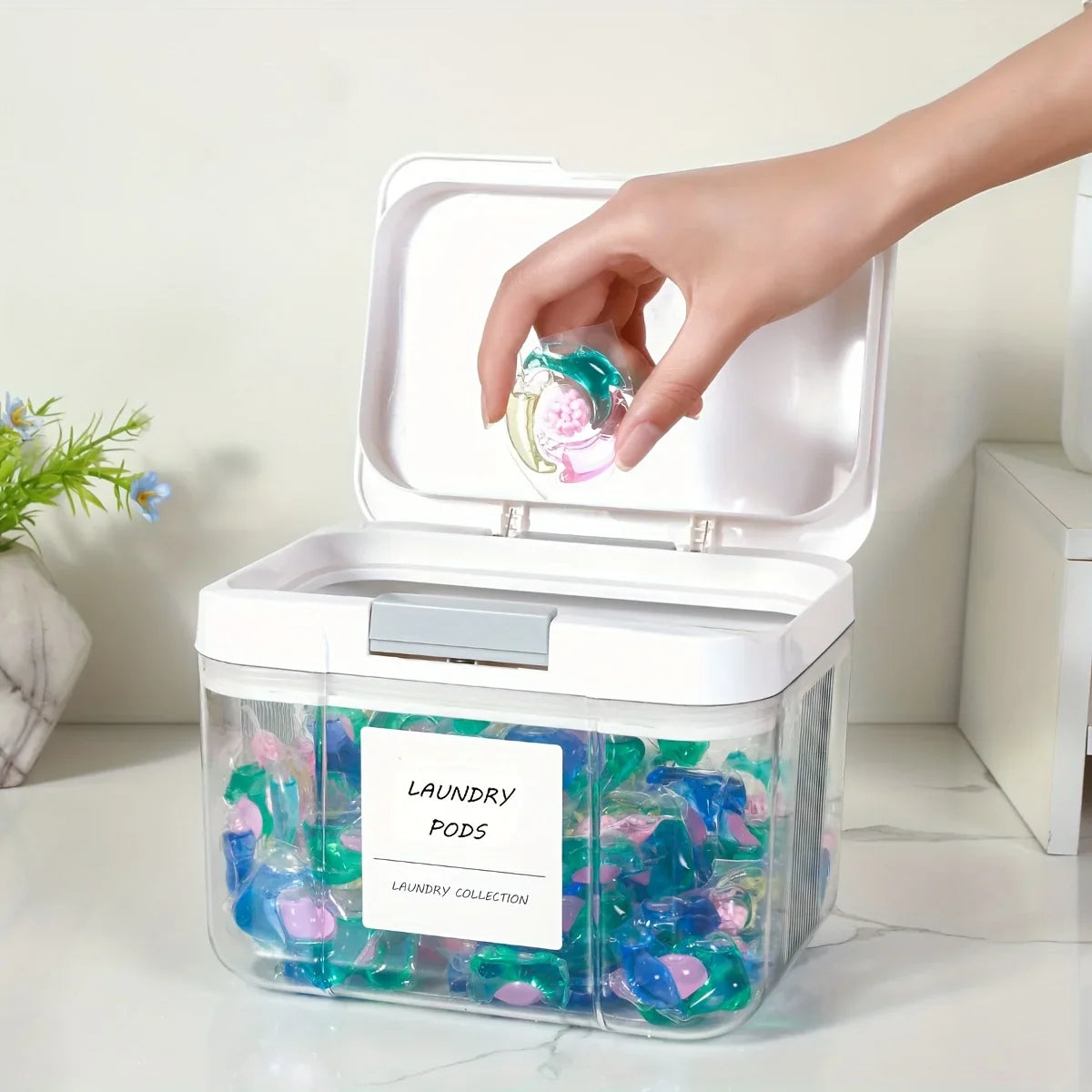 Waschmittel-Pods Aufbewahrungsbox mit Deckel | Karnz