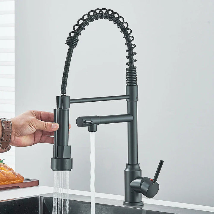 Wasserhahn mit Doppeltem Auslauf – Hochwertiger Wasserhahn für Flexibles Spülen, Schwenkbar, Ideal für Moderne Küchen, Leicht zu Reinigen und Einfache Montage | Karnz