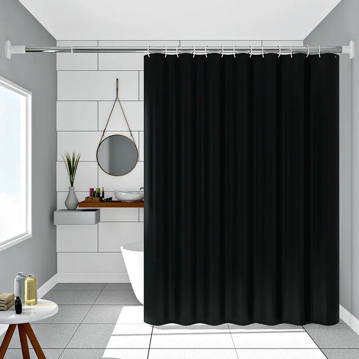 AquaShield Schwarze Duschvorhang – Wasserdicht, stilvoll und umweltfreundlich – Reines schwarzes Design Karnz