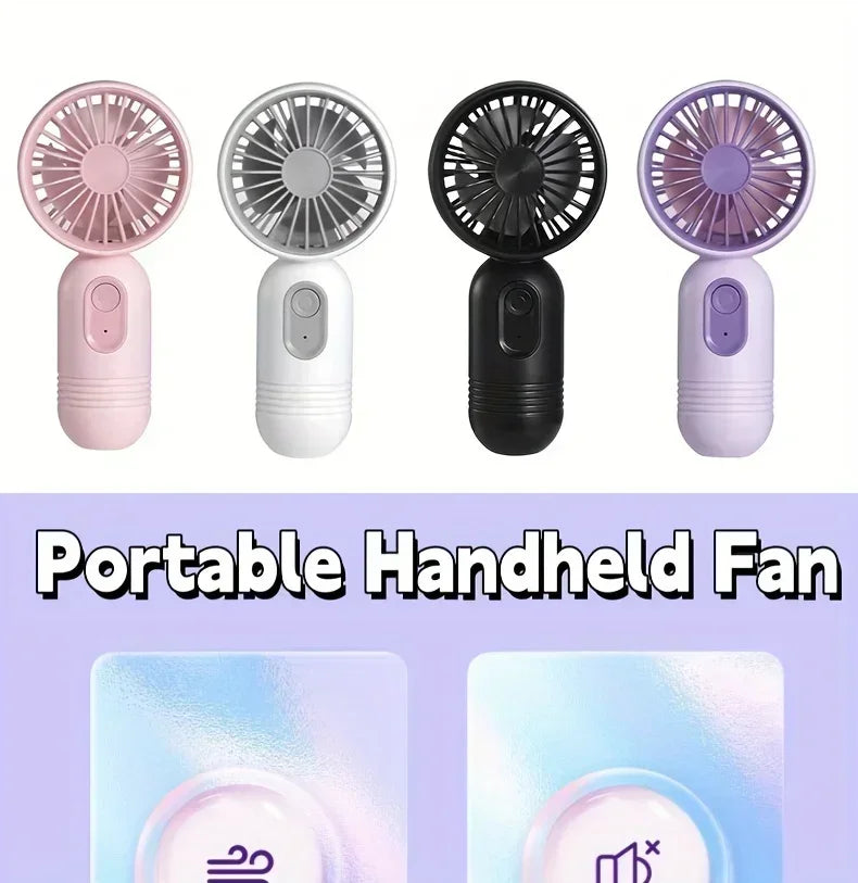 Mini Handheld USB Ventilator – 3-Geschwindigkeitsstarker Wind Tragbarer Tischventilator, Wiederaufladbar für Studenten, Büro, Outdoor, Reisen und Camping | Karnz
