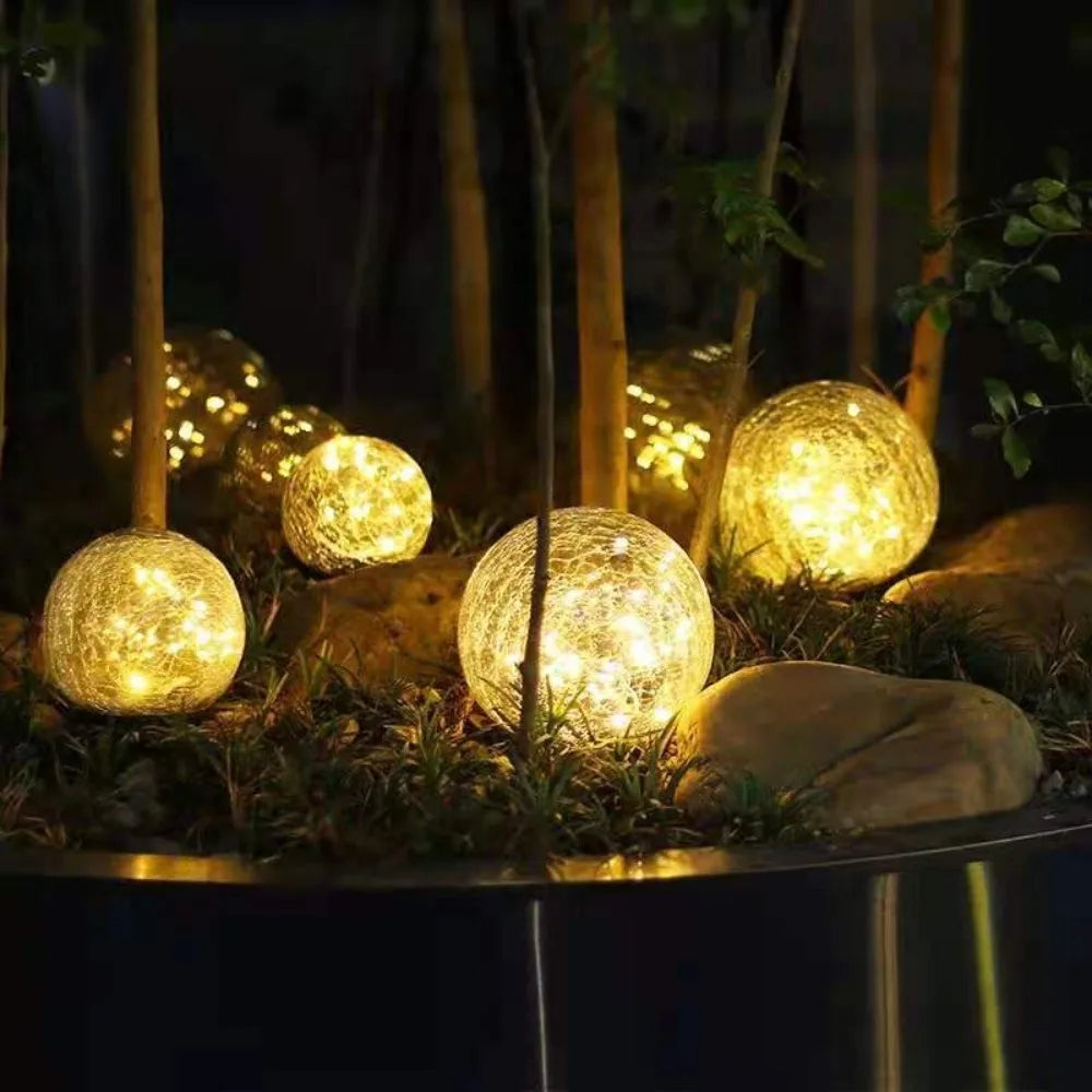 LED Gartenleuchten in Crackle-Glas Optik – Solar Kugellampen für Außenbereich und Dekoration | Karnz