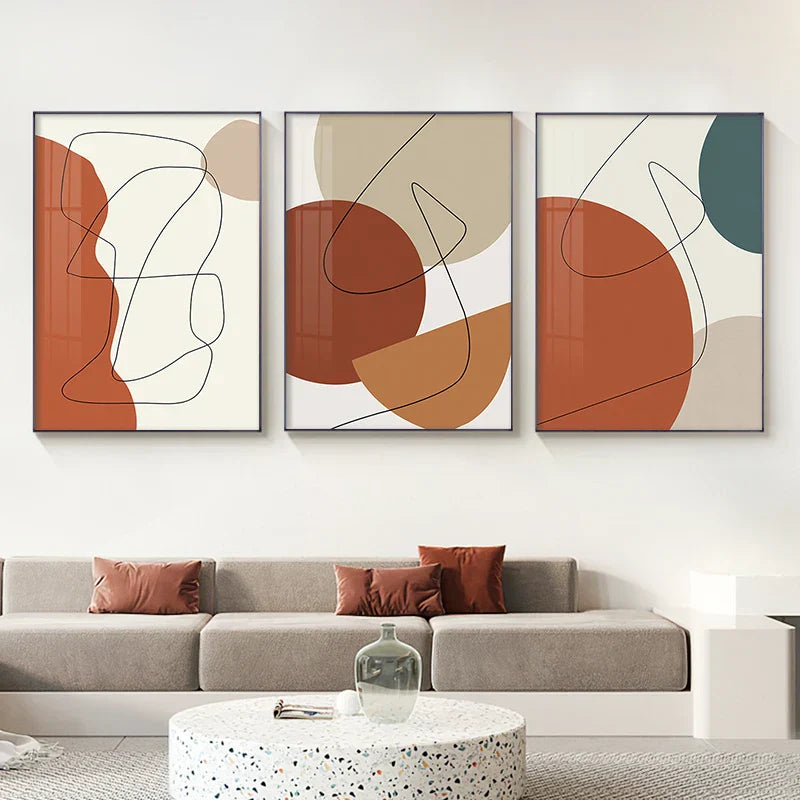Moderne abstrakte erdige Töne geometrische Wandkunst Fine Art Leinwanddrucke Bilder für Wohnzimmer Esszimmer zeitgenössische Wohnkultur | Karnz