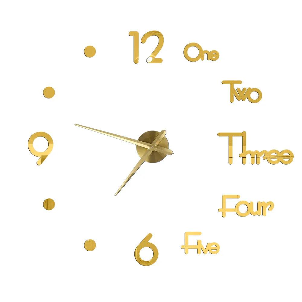 Große Wanduhr DIY 3D Selbstkleber Spiegel Acryl Wanduhr für Küche Esszimmer Wohnzimmer Kreative Wohnkultur | Karnz