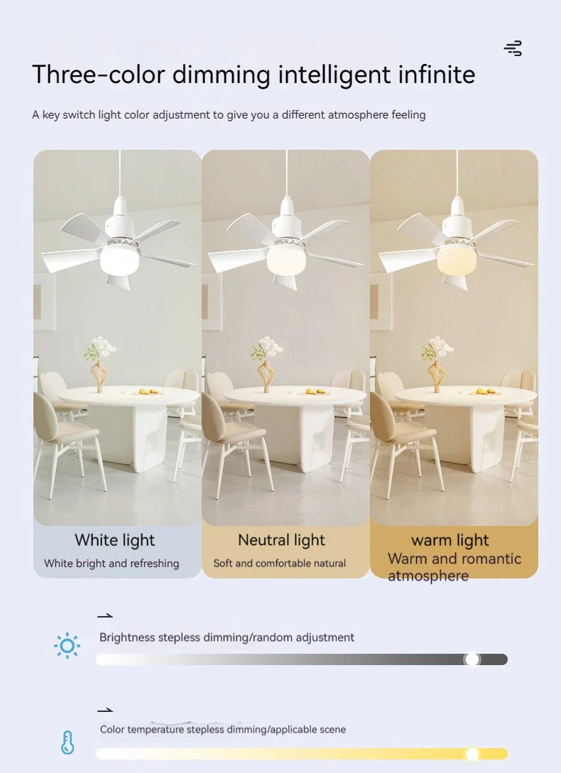 30W E27 Deckenventilator Licht mit Fernbedienung - LED Dimmfunktion, intelligenter leiser Ventilator für Schlafzimmer & Wohnzimmer | Karnz