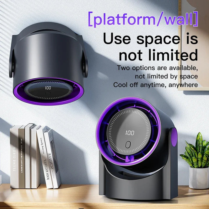 Karnz | Airiqo bladeless USB-Ventilator | 100 Stufen | Flüsterleise & energieeffizient | Tragbar & wandmontierbar