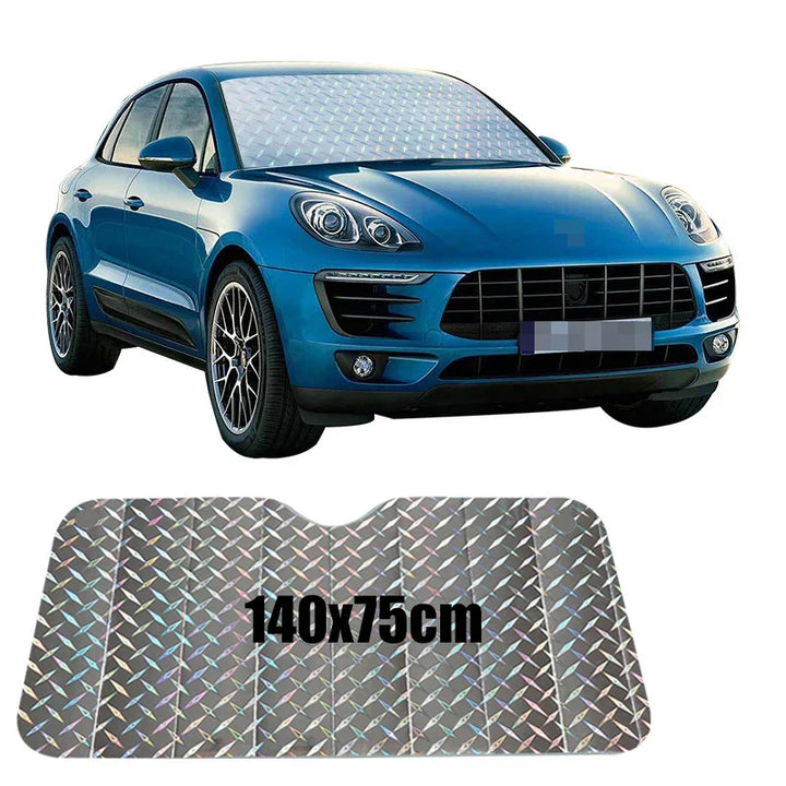 Karnz | SOLVEX Auto-Sonnenblende | UV-Schutz & Hitzeschutz für Front- und Heckscheibe | Alufolie reflektierend | Universell passend