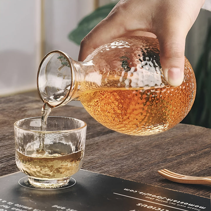 Japanischer Sake Satz aus Glas – Elegante Karaffe mit Bechern | Perfekt für Wein, Whisky & Likör | Karnz