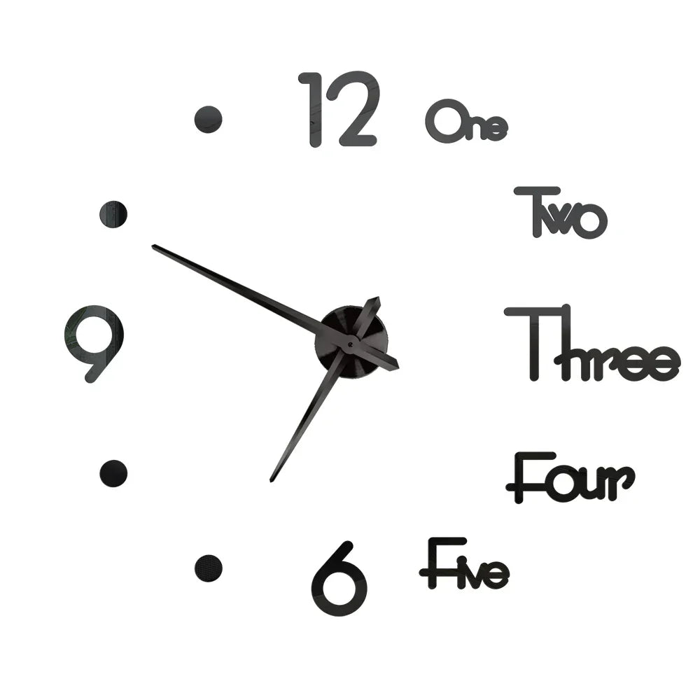 Große Wanduhr DIY 3D Selbstkleber Spiegel Acryl Wanduhr für Küche Esszimmer Wohnzimmer Kreative Wohnkultur | Karnz
