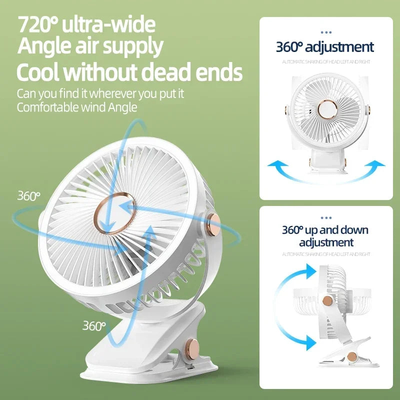 Multi-Winkel Outdoor Clip-On Wiederaufladbarer Kühlventilator | Karnz