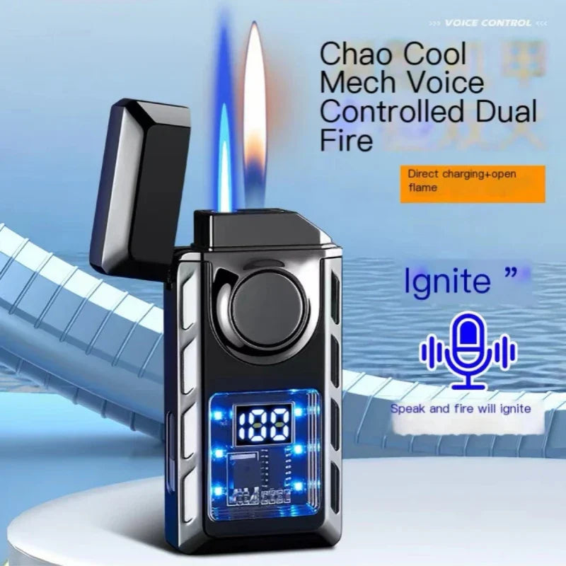 Sprachgesteuerter USB Farbiger Doppel-Flame Feuerzeug | Karnz