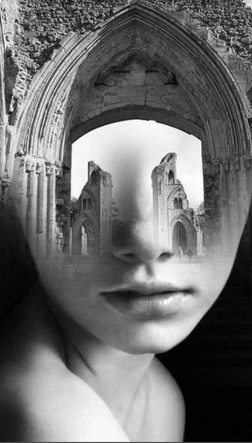 Modern Abstract Portrait Überlagerung Landschaft Wandkunst Fine Art Leinwanddrucke Schwarz Weiß Bilder Für Modernes Wohnzimmer Eingangsbereich Foyer Kunst Dekor (Unrahmt) | Karnz