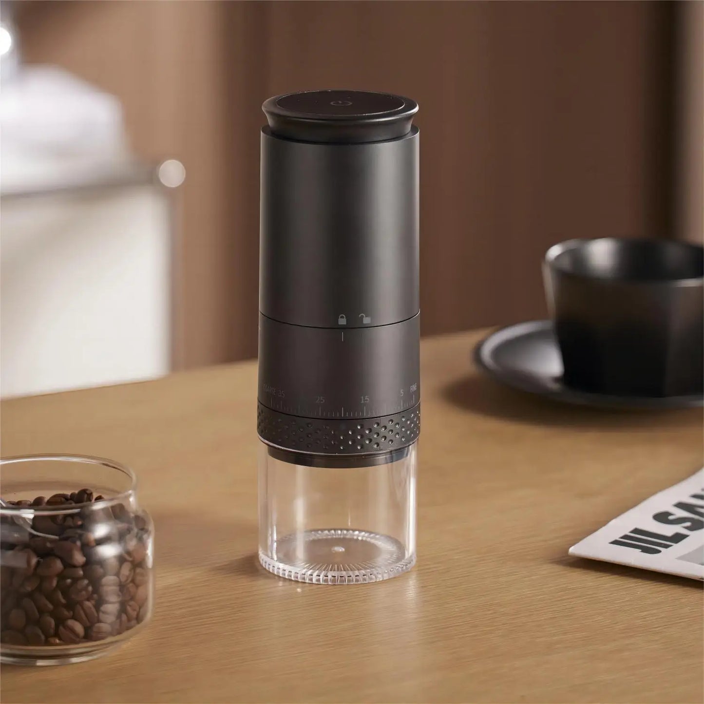 Karnz | 1500mAh Elektrische Kaffeemühle Extern einstellbare Type-C-Lade Kaffeemühle Bohnenmahlmaschine Kaffeezubereiter