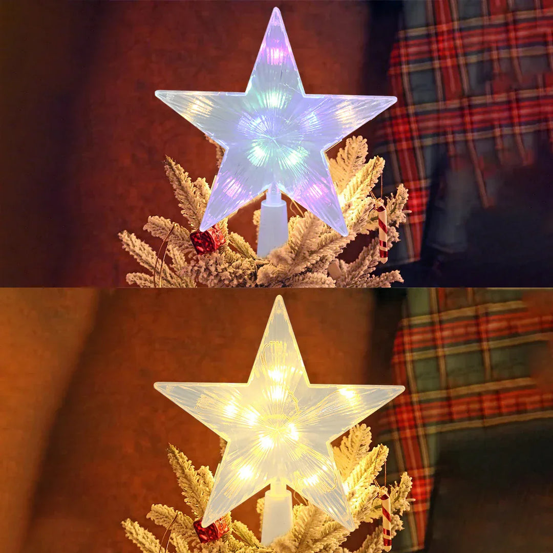 Leuchtender Weihnachtsstern – LED Beleuchtete Baumspitze für Weihnachtsbaum, Funkelnder Christbaumschmuck für festliche Beleuchtung und elegante Deko | Karnz