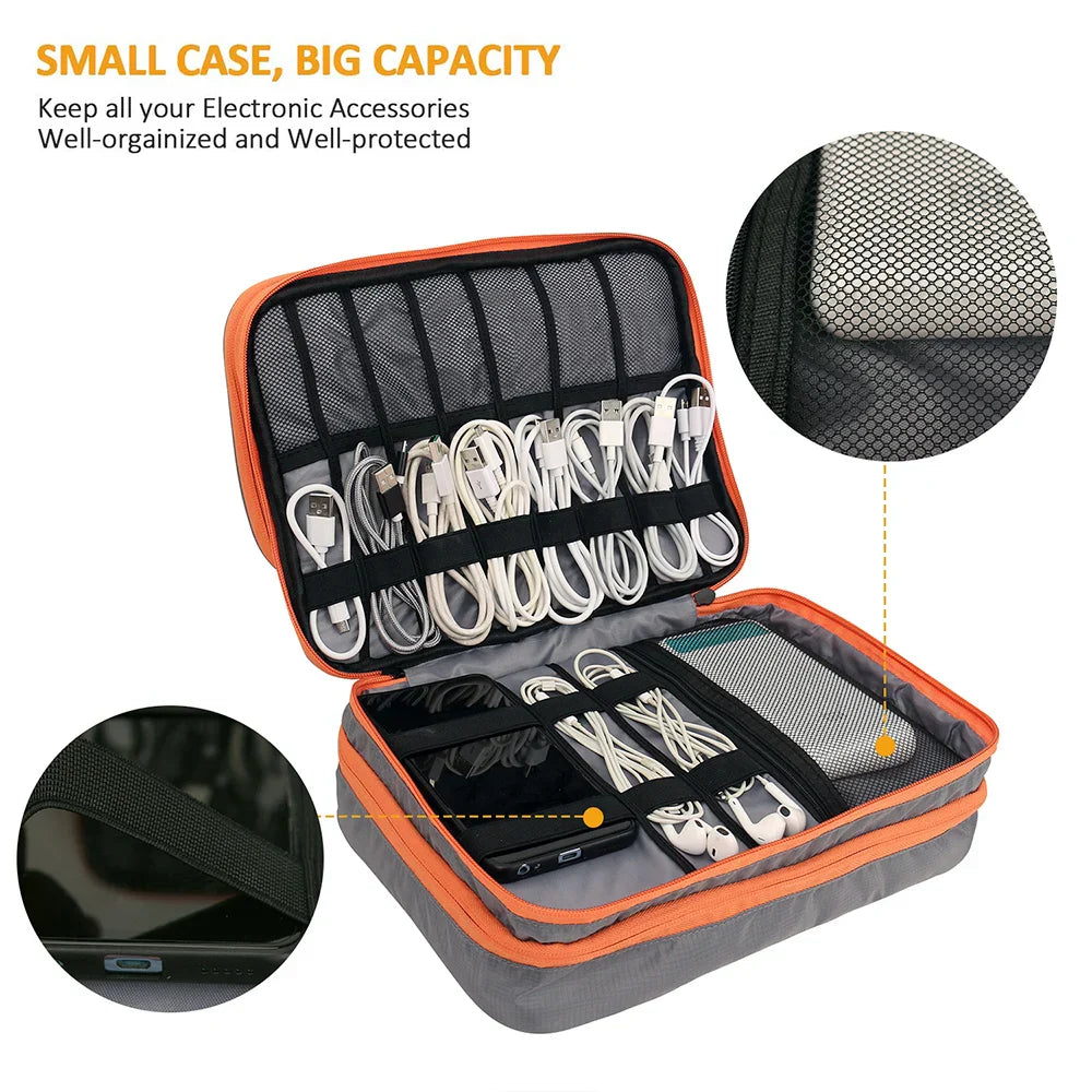 Karnz | Elektronik Organizer TECHNIVO LayerPro | 3-Schichten Kabeltasche | Wasserdicht & Großes Volumen | Für iPad, Ladegeräte & Zubehör