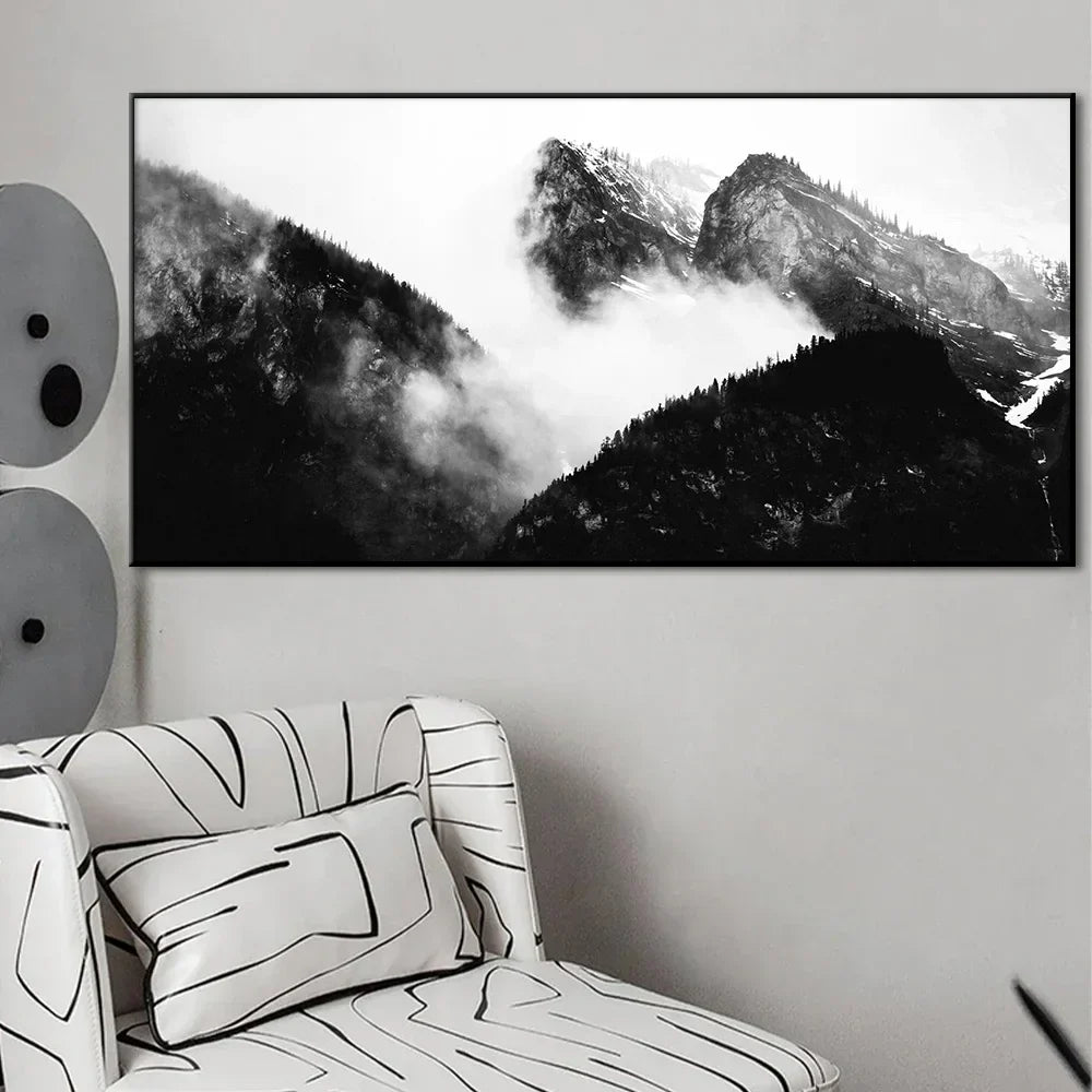 Nordlandschaften Wald Berg Wildnis Wandkunst Fine Art Leinwanddrucke Schwarz Weiß Poster Für Wohnzimmer Moderne Büros Dekor | Karnz