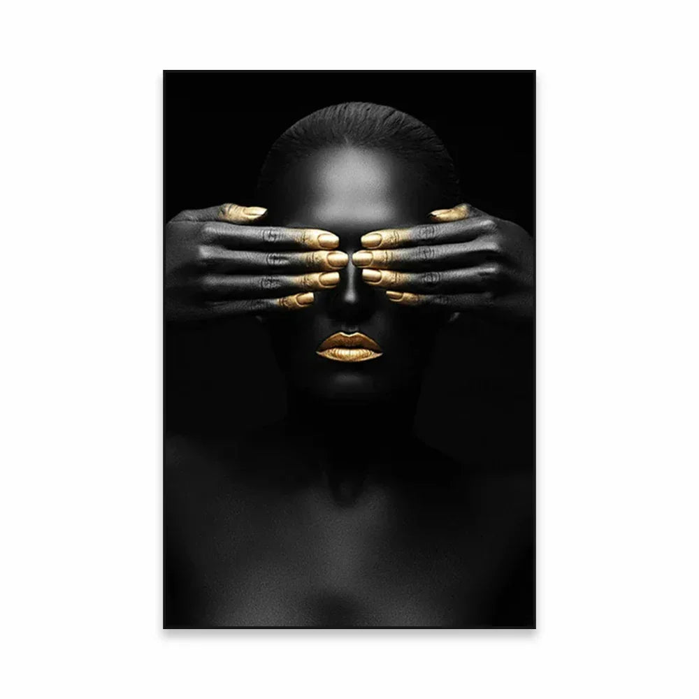 Golden Girl Fashion Wandkunst Fine Art Leinwanddrucke Moderne Abstrakte Porträtbilder Für Wohnzimmer Schlafzimmer Boutique Salon Kunstdekoration | Karnz