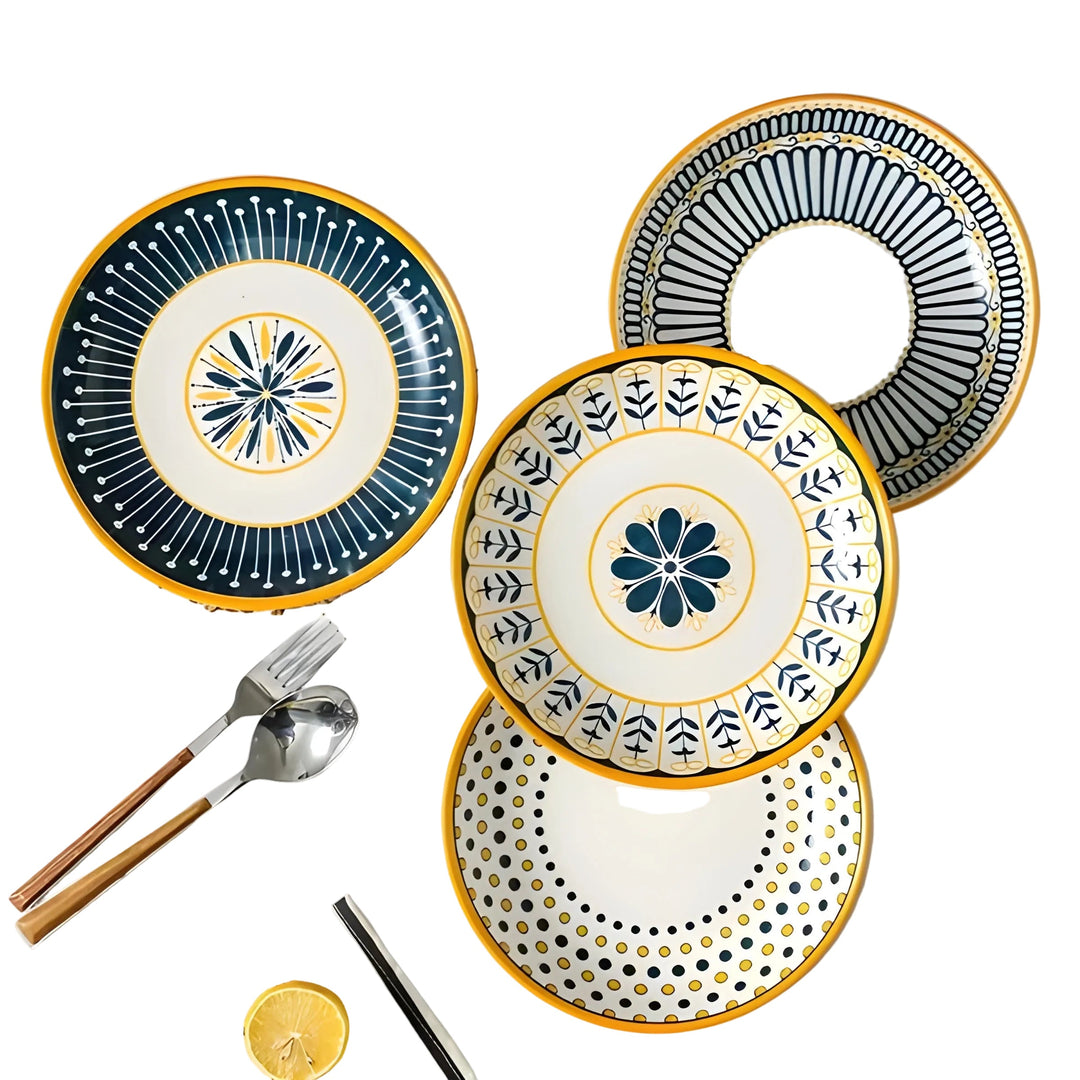 Porzellan Teller Set Handgemalt – Elegant und Dekorativ | Perfekt für den Alltag und besondere Anlässe | Karnz