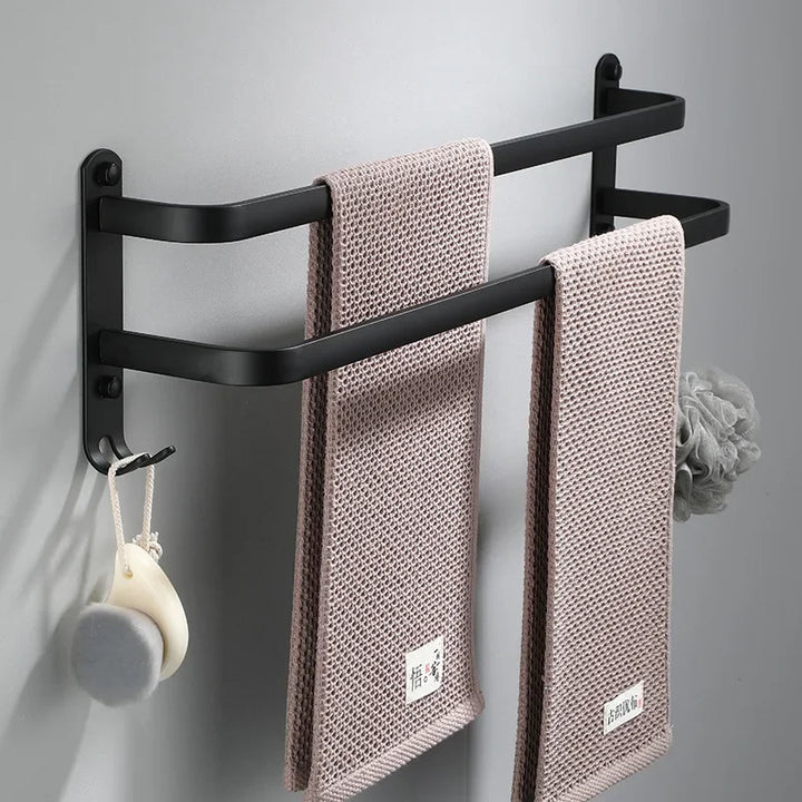 Fester Handtuchhalter - Schwarzes Aluminium | Schraubmontage Karnz