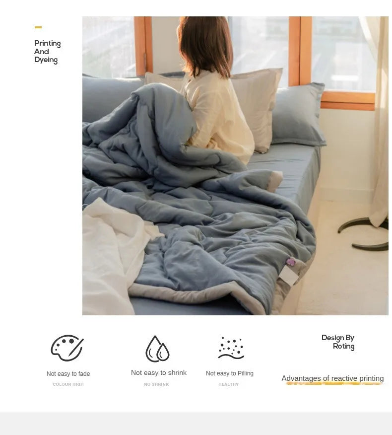 2024 Japanische Baumwolle-Polyester Sommerdecke – Leicht, Waschbar, Hautfreundliche Einfarbige Decke | Karnz