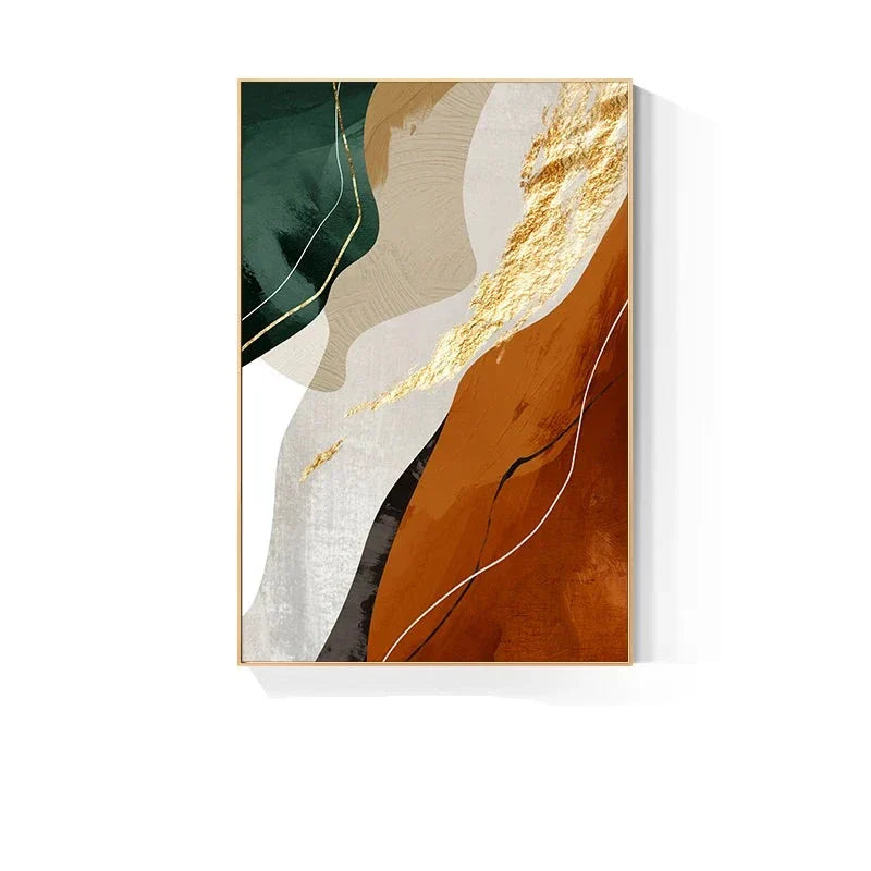 Erdige Farben Nordisch Abstrakte Geometrische Wandkunst Fein Kunst Leinwand Drucke Grün Braun Beige Orange Bilder Für Wohnzimmer Esszimmer Dekor | Karnz