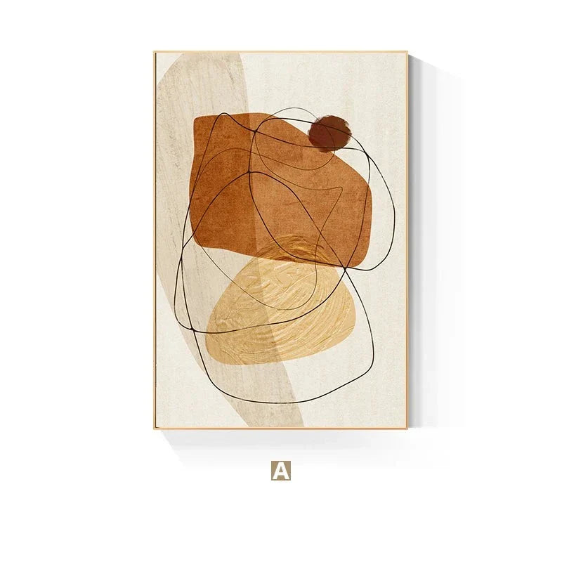 Skandinavische abstrakte Form Linien & Formen Wandkunst Fine Art Leinwanddrucke Neutrales Farbschema Bilder für moderne Wohnzimmerdekoration | Karnz