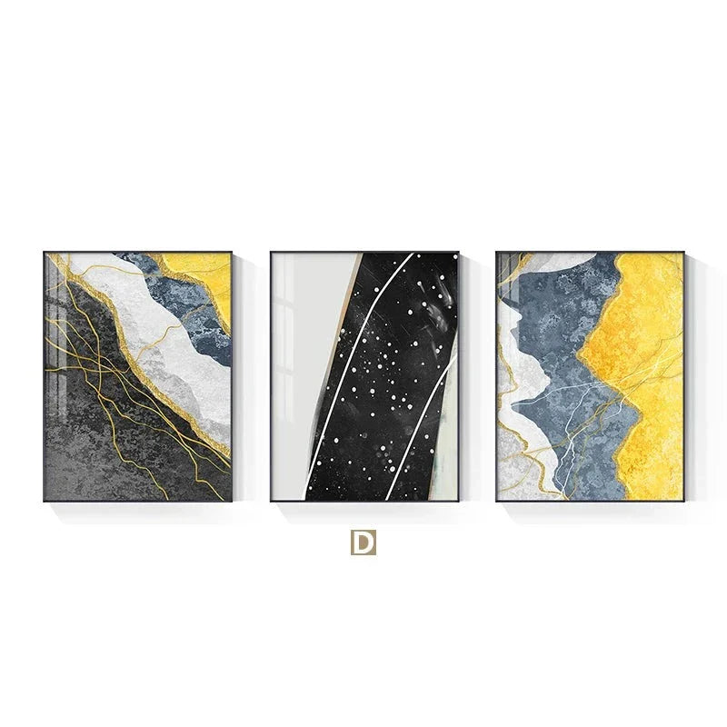 Moderne abstrakte Grautöne Blau Gelb Wandkunst Feine Kunst Leinwanddrucke Bilder für moderne Apartment-Wohnzimmer Leichte Luxus-Hausdekoration