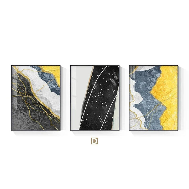 Moderne abstrakte Grautöne Blau Gelb Wandkunst Feine Kunst Leinwanddrucke Bilder für moderne Apartment-Wohnzimmer Leichte Luxus-Hausdekoration
