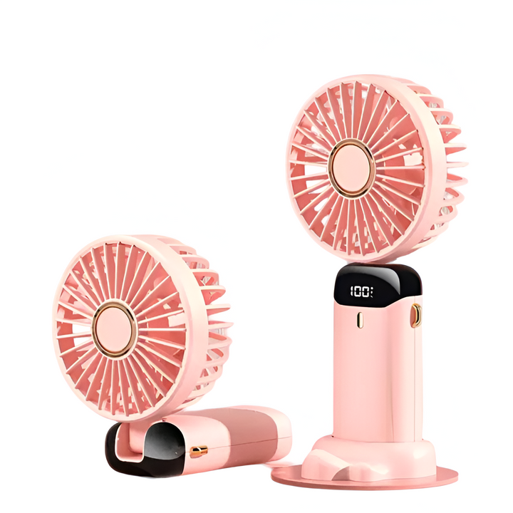 Wiederaufladbarer Handheld Mini Ventilator | 5-Geschwindigkeits, 90-Grad verstellbar & leise für Büro, Zuhause & Außenbereich | Karnz