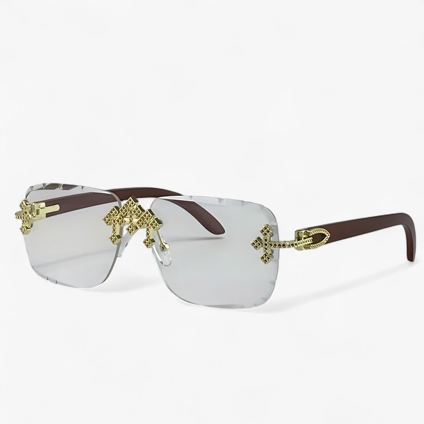 Randlose Steampunk Sonnenbrillen mit Metallakzenten – Nirex | Karnz