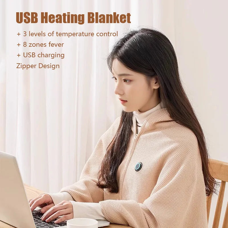 Sandsberg USB Heizdecke | Kabellose Reise-Wärmedecke mit 8 Zonen, 3 Stufen und Fleece