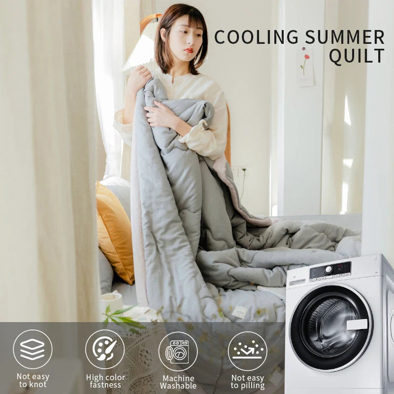 2024 Japanische Baumwolle-Polyester Sommerdecke – Leicht, Waschbar, Hautfreundliche Einfarbige Decke | Karnz