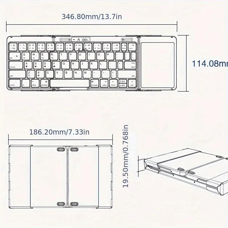 Karnz | Faltbare RGB Drahtlose Eingebautes Touchpad Hintergrundbeleuchtete Reise Tastatur