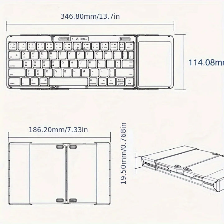 Karnz | Faltbare RGB Drahtlose Eingebautes Touchpad Hintergrundbeleuchtete Reise Tastatur