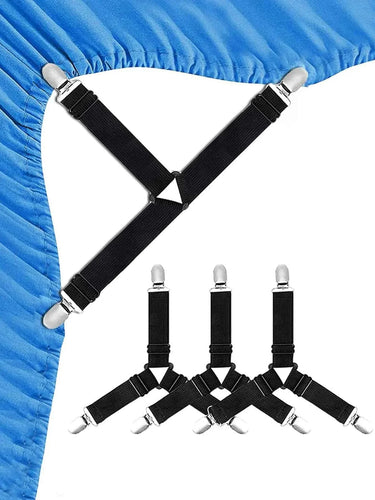 Karnz | GRIPFIX Spannbettlakenhalter-Set | 4-Pack Dreieckige Bettlakenriemen | Verstellbar & Rutschfest – Für Matratzen, Tischdecken & Abdeckungen